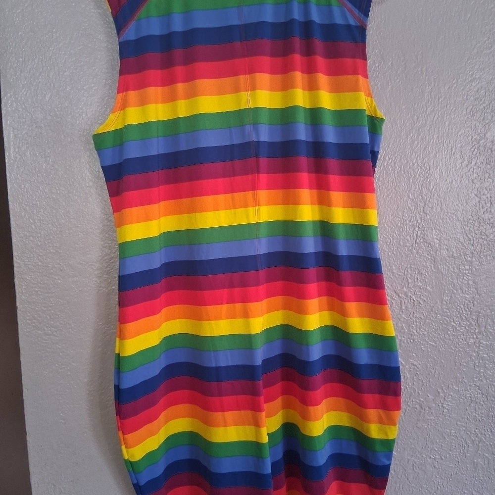 TOMBOY X Adult Unisex Rainbow Stripe Unitard Mardi Gras LGBT LGBTQ Pride 4X - Picture 6 of 6